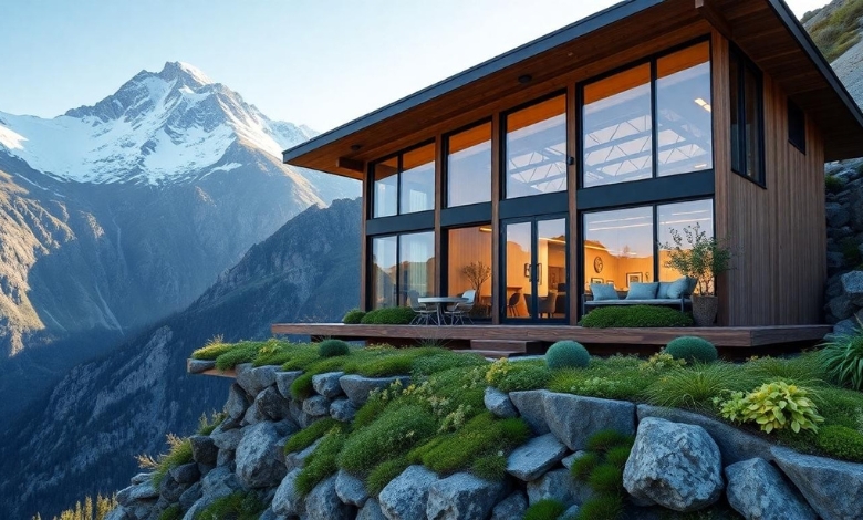 Sustainable Green Roof on a Mountain Cabin