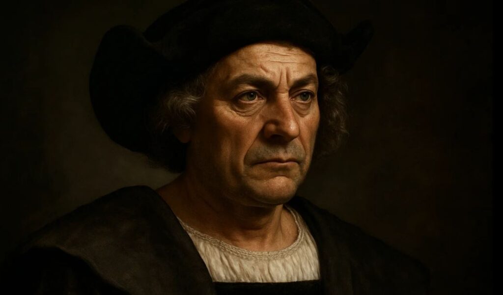 generates a hyperrealistic image of christopher columbus